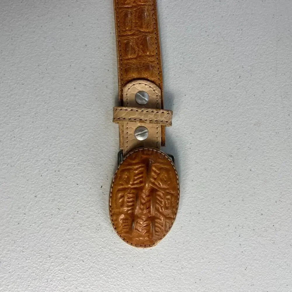 Crocodile Brown Genuine Leather Belt Kids Size 22 Western Style Made In Mexico